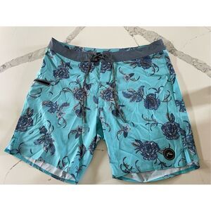 Rusty Peony Elastic Volley Surf Swim Trunk Shorts Men’s Sz 36